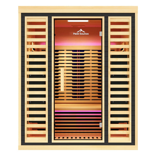 Peak Saunas Denali 3-Person Full Spectrum Infrared Sauna with Built-In XL Medical-Grade Red Light Therapy & Smart WiFi App Control