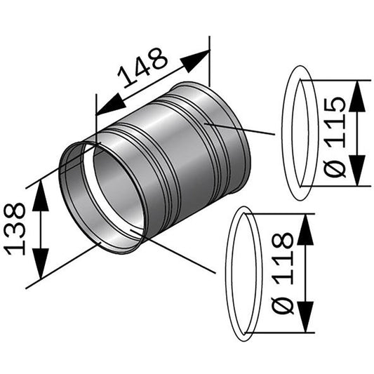 Harvia Masonry Connector WZ011115 Stainless Steel - Finnish Sauna Builders
